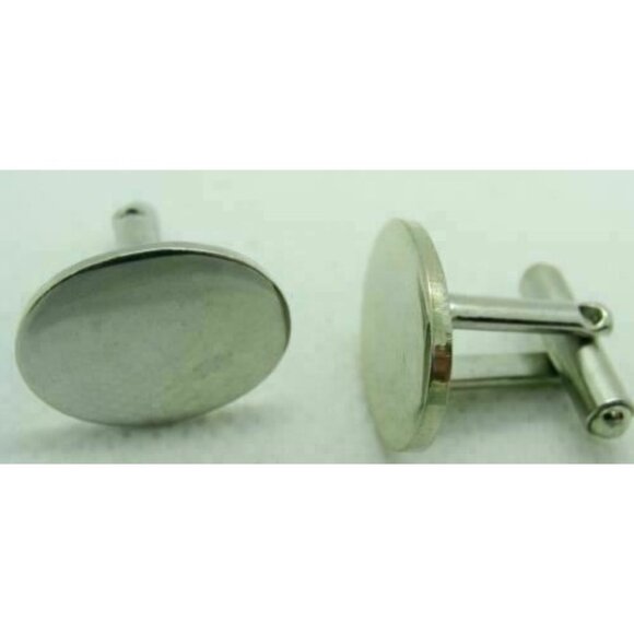 Men Vintage Cufflinks Classic Engrave Bullet Style Silver Tone Oval - Picture 3 of 7